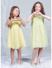 Chiffon Knee Length Flower Girl Dress With Rosebuds